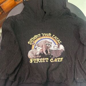 Black Hoodie with street Cat Graphic size 4t